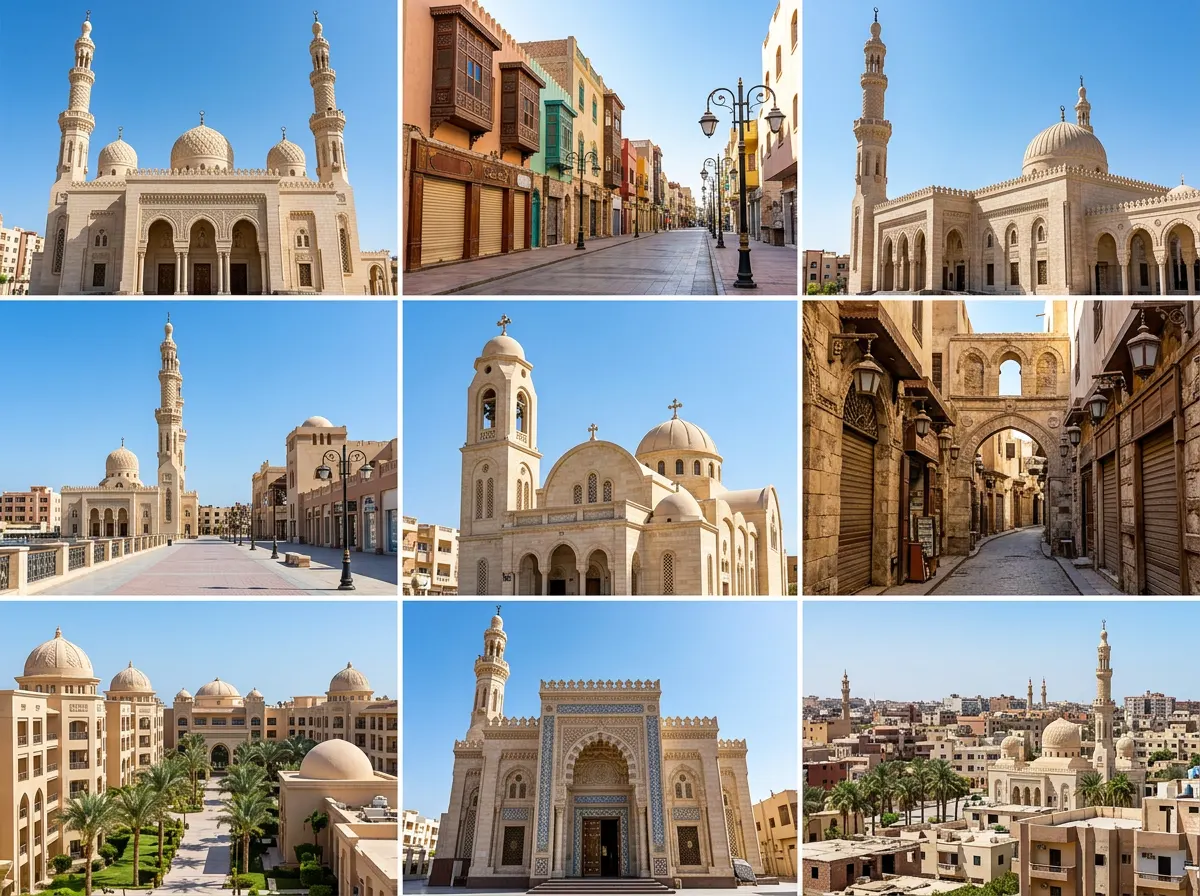 Al Mina mosque architecture in Hurghada town center