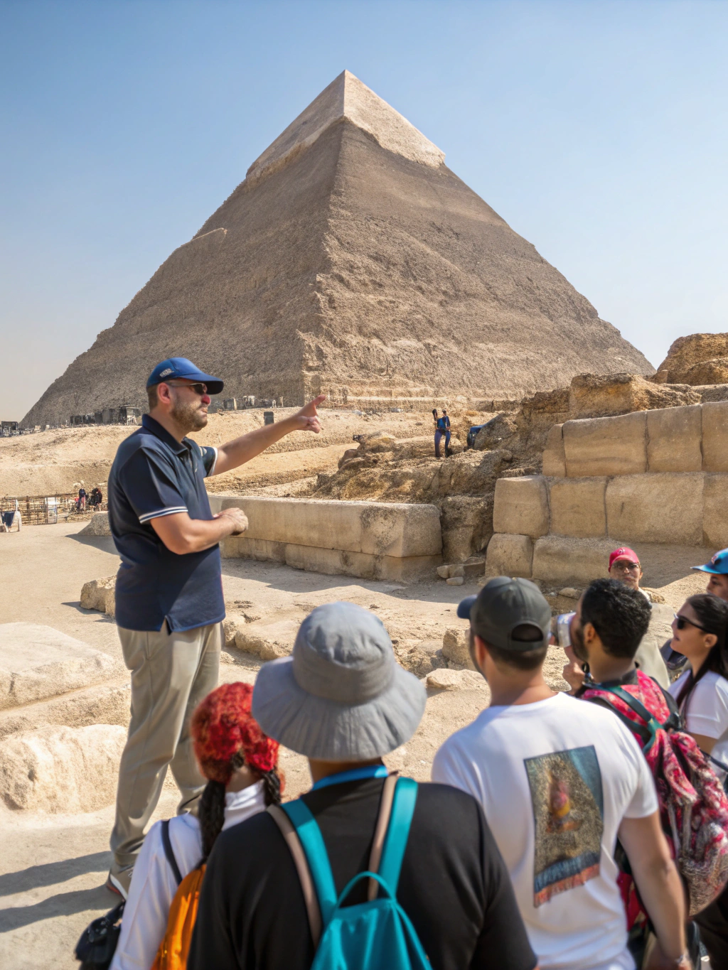 Historic Pyramids of Giza under clear sky