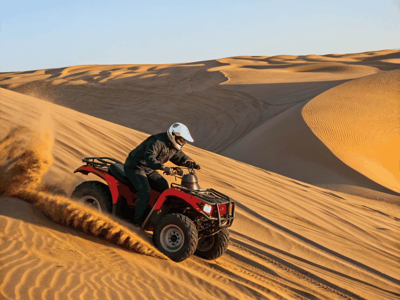 Desert motorbike rider tackling sandy trails in Hurghada