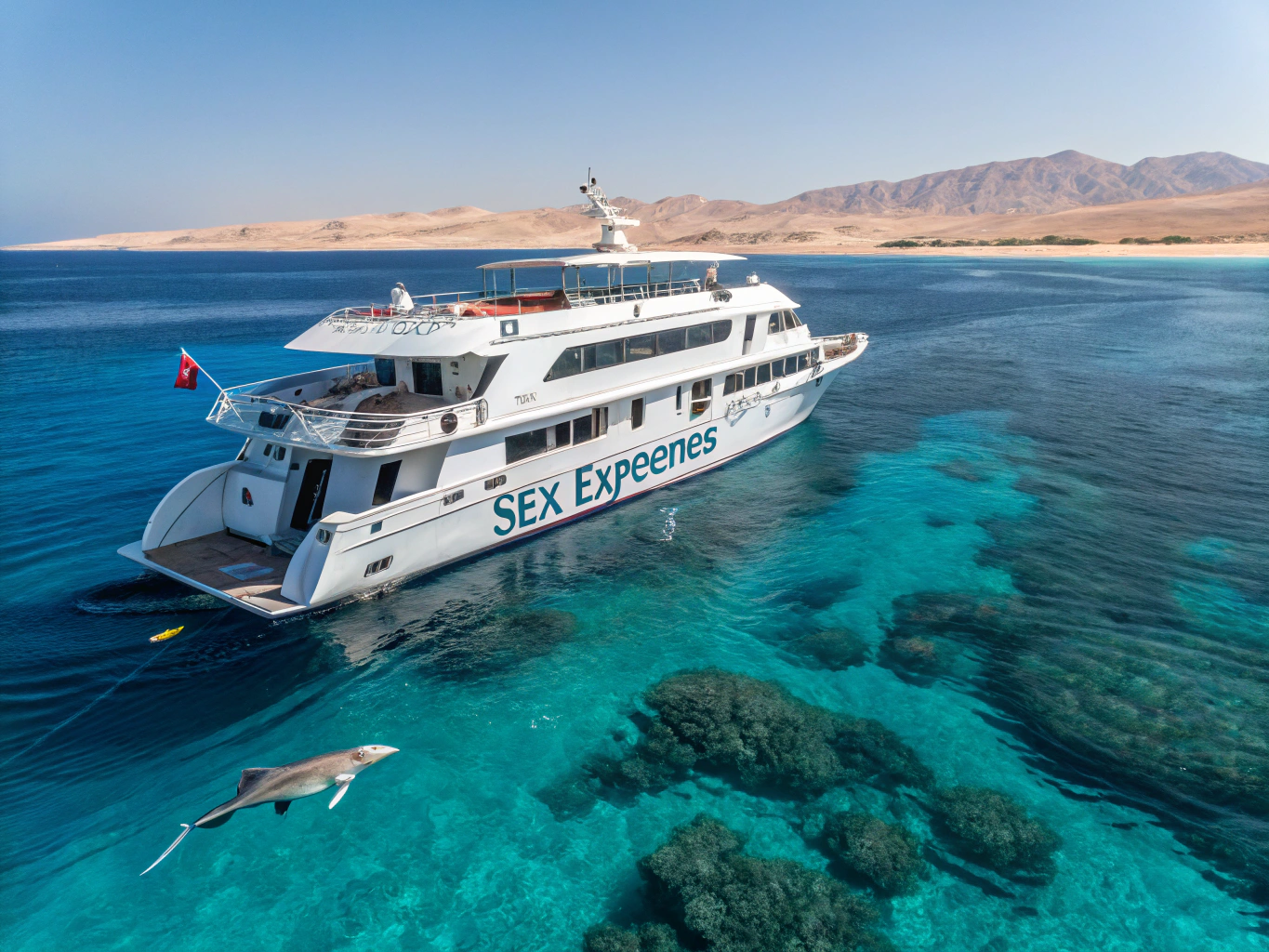 Hurghada Trips Hub team and excursion boat docked at the sunny Hurghada marina
