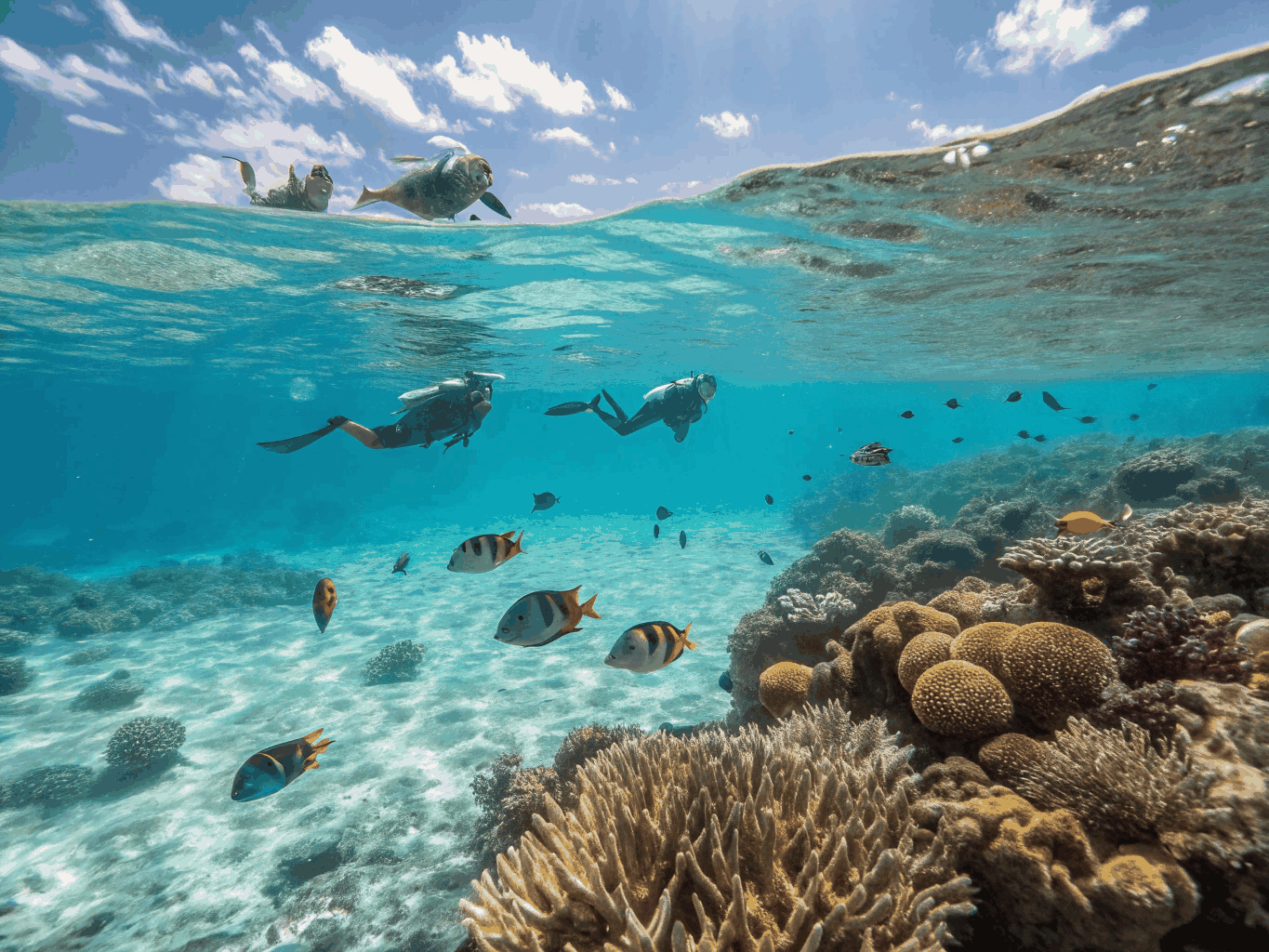Snorkeling along vibrant Red Sea coral reefs in Hurghada