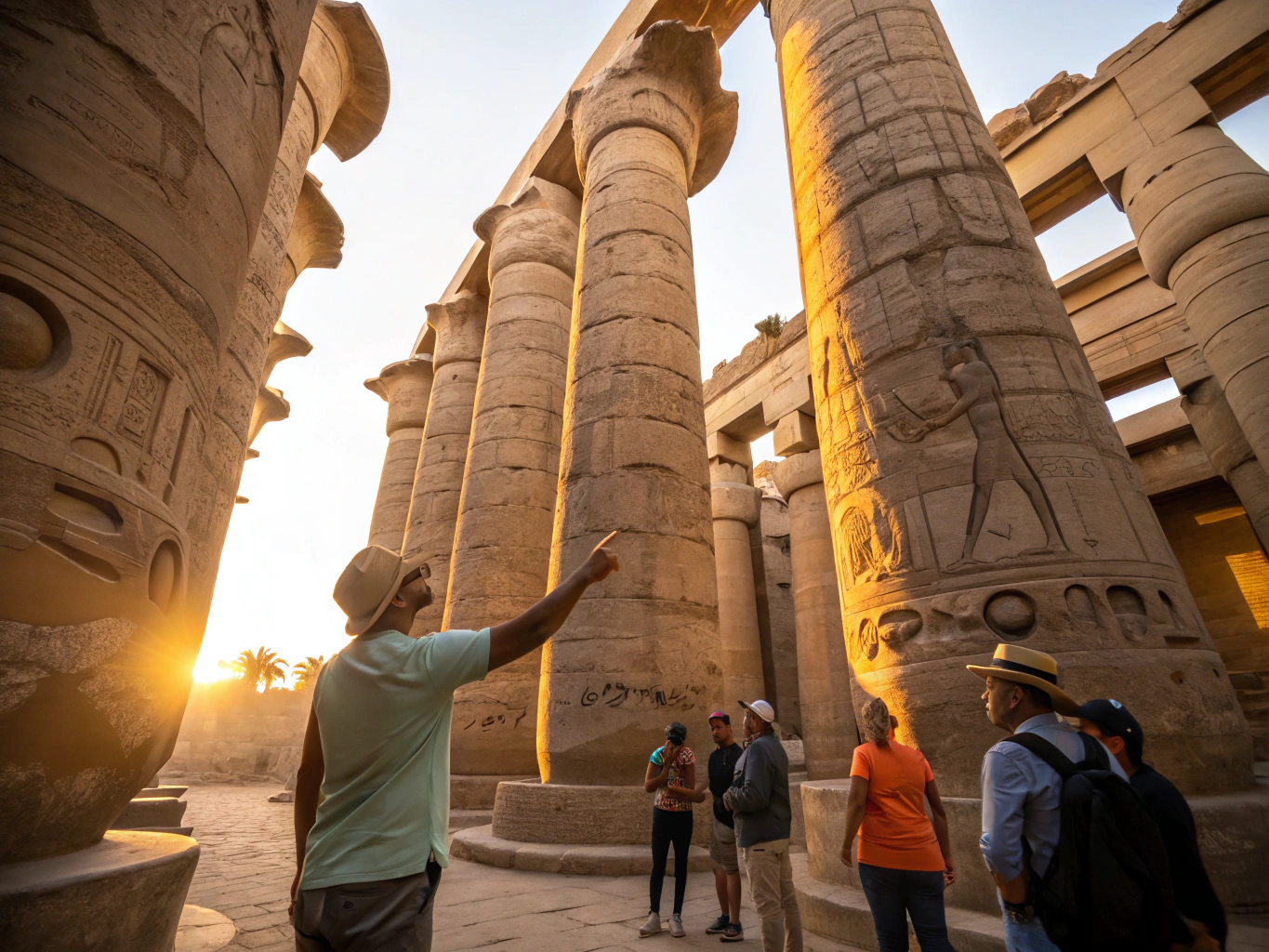 The monumental temple columns of Karnak and Hatshepsut Temple in Luxor
